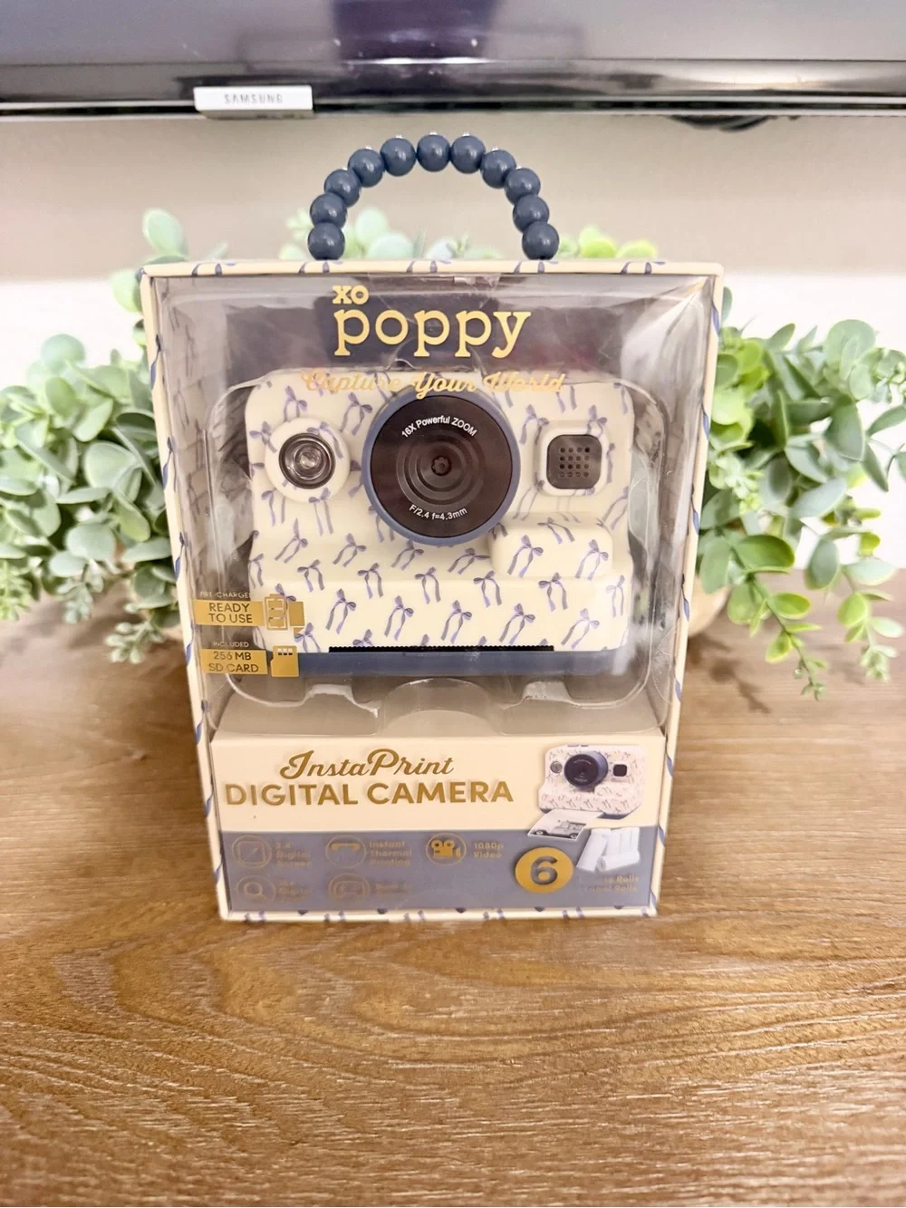 XO Poppy InstaPrint Digital Camera - Cream with Blue Pattern